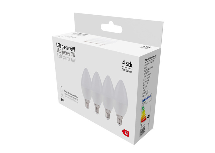 LED-pære 4-pk kerte E14 6 W